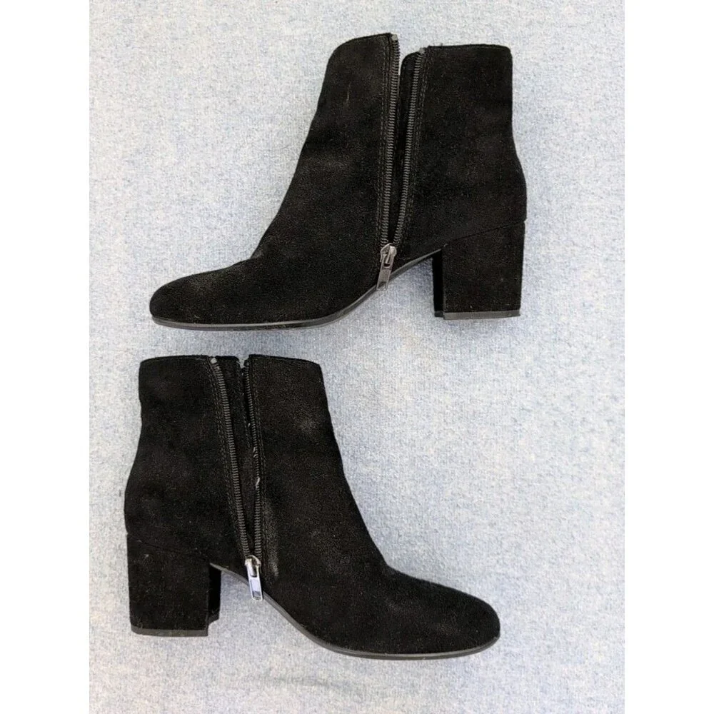 Steve Madden Women's Black Suede Holster Booties Sz 7.5B Zipper - Picture 1 of 6